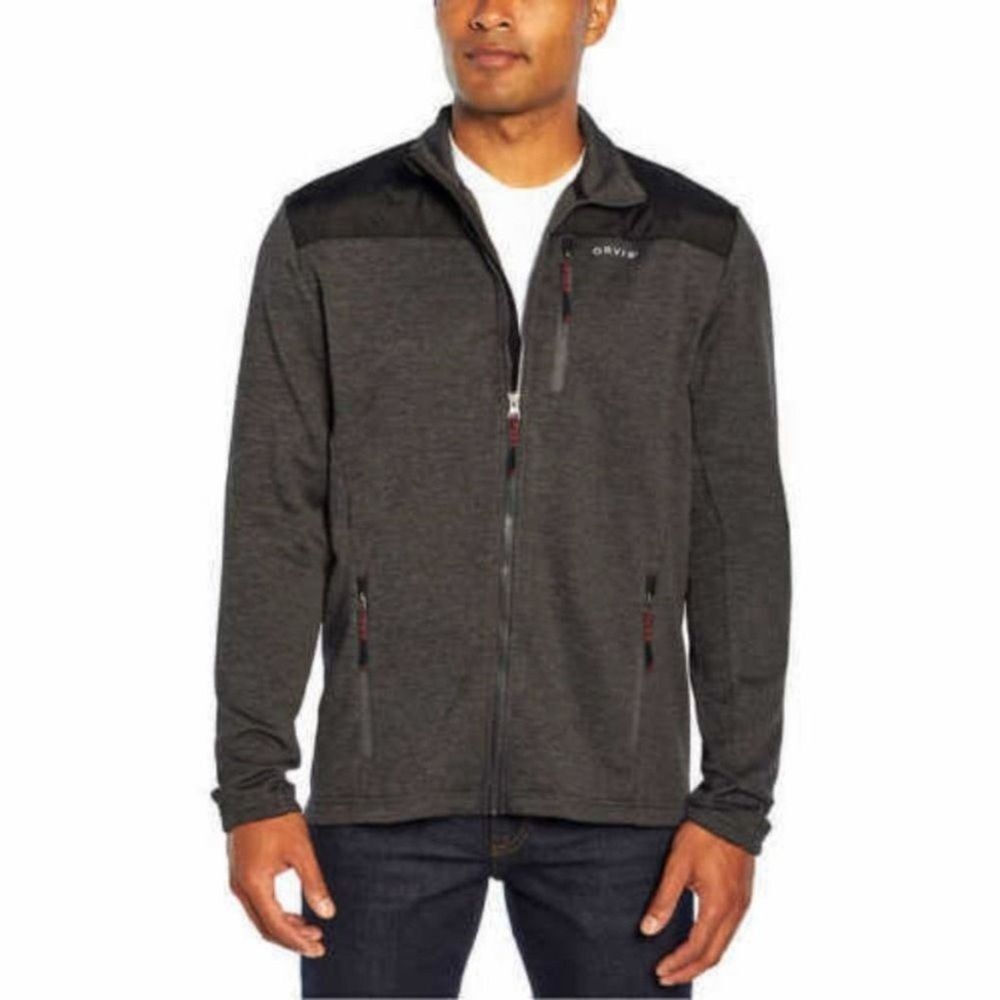 Orvis Bonded Mesh Full-Zip Jacket Charcoal Grey Fleece Lined Mens Medium